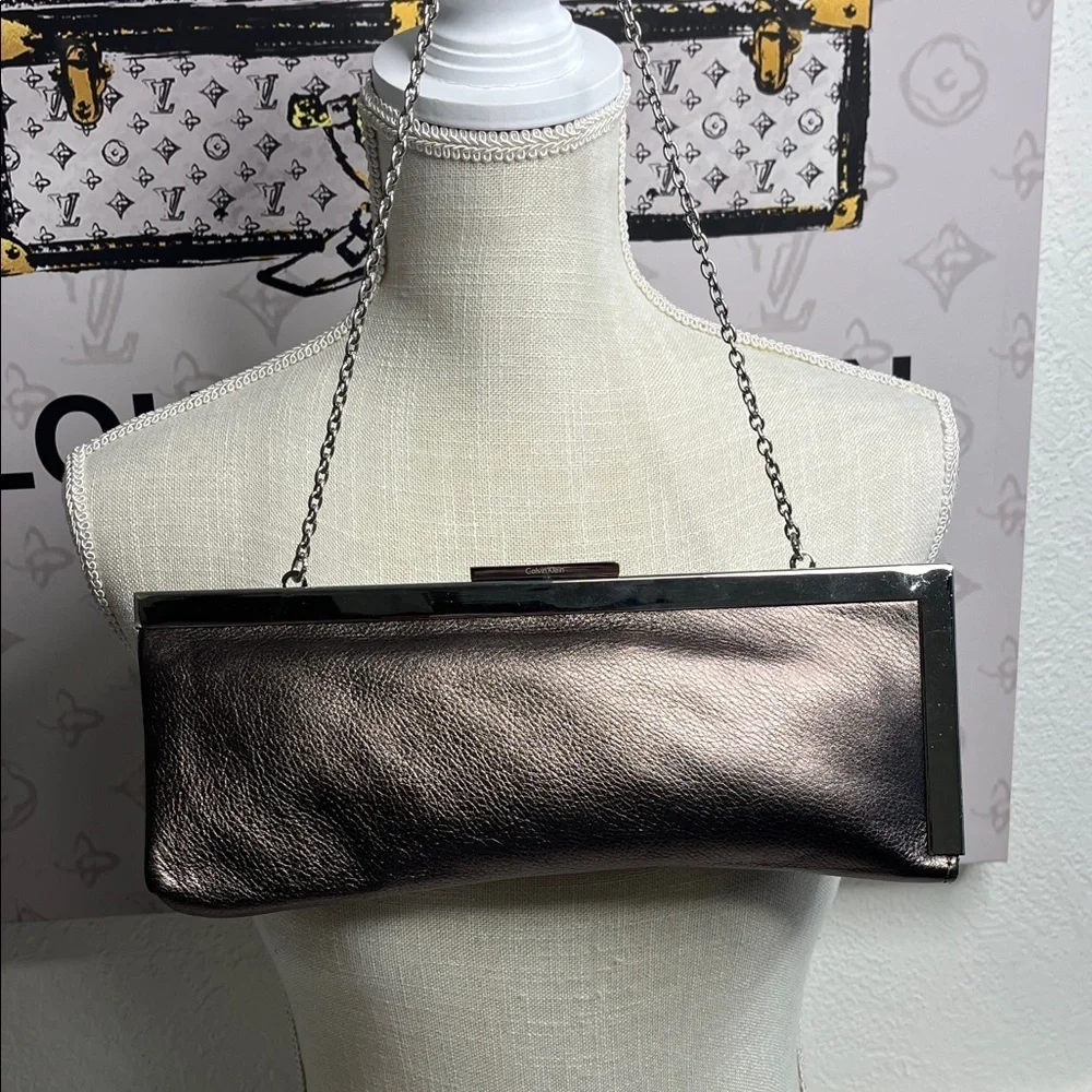Calvin Klein Bronze Leather Clutch